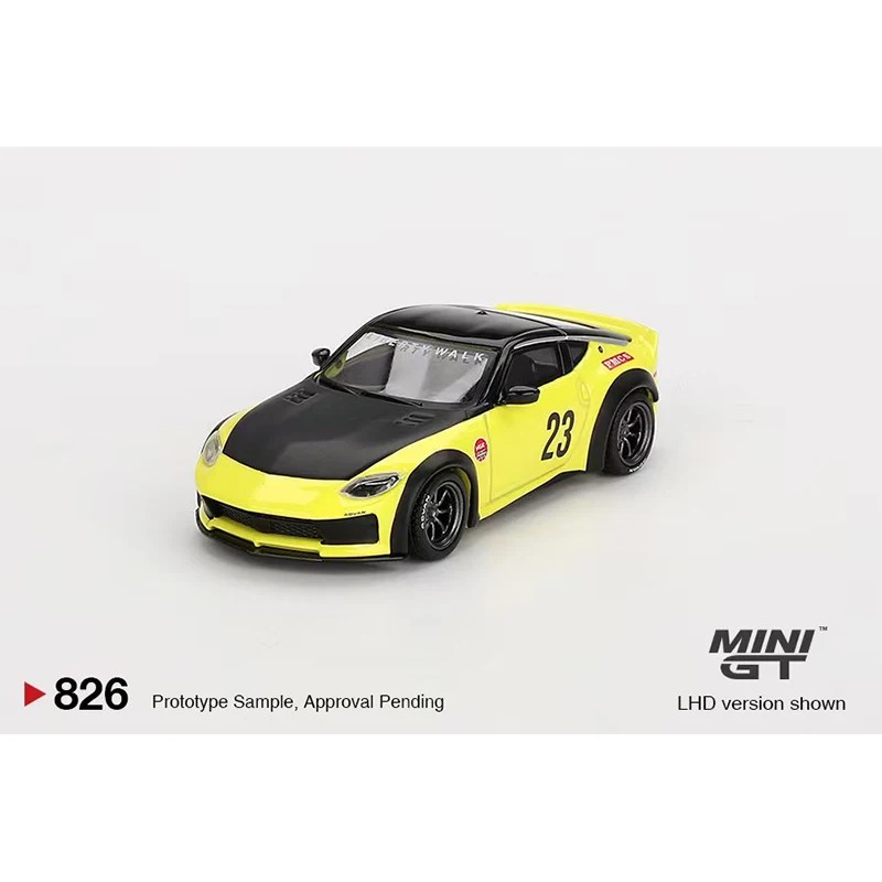 PreSale MINIGT 826 1:64 LBWK 400 Z LB NATION WORKS Ikazuchi Yellow Diecast Car Model Collection Toys