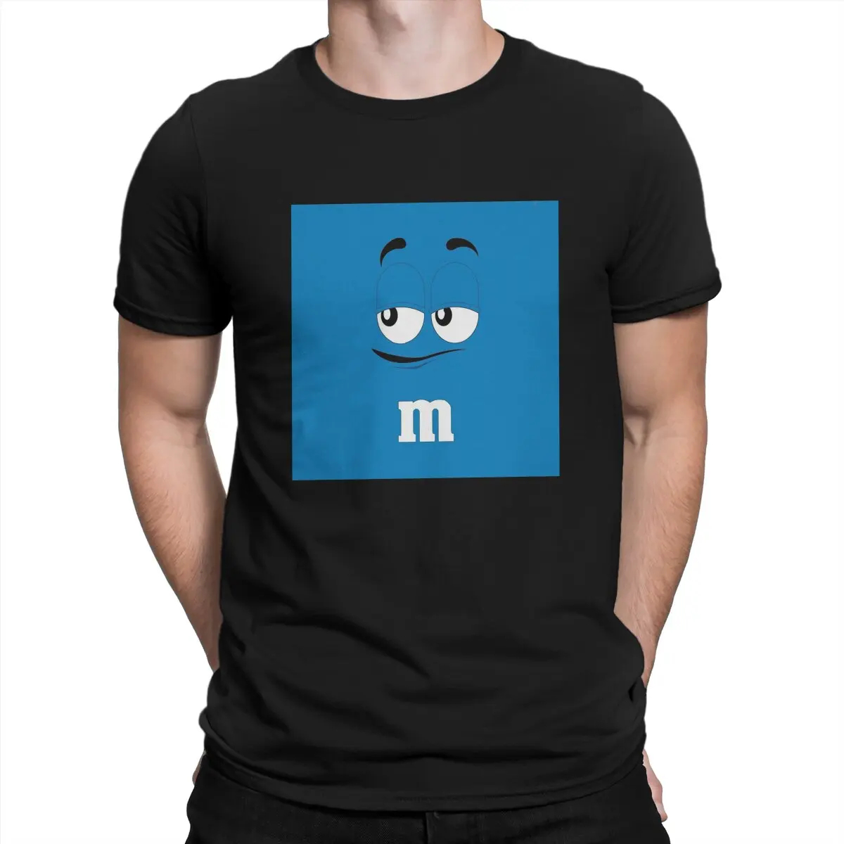 Novelty Blue M Chocolate Face T-Shirt Men Crew Neck T Shirts M Chocolate Short Sleeve Tees New Arrival Clothing