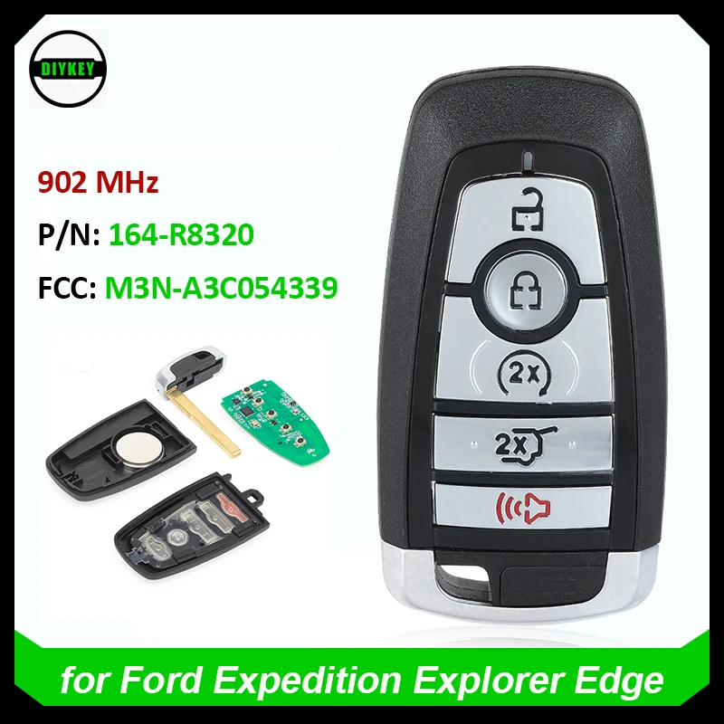 

DIYKEY M3N-A3C054339, 164-R8320 902MHz ID49 Chip Smart Remote Key Fob 5 Button for Ford Expedition Explorer Edge 2022 2023