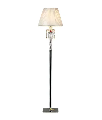 Luxury Crystal Floor Lamp Modern Decorative Stylish Floor Lamp With Stainless Steel Base White Shade Night Stand Lamp