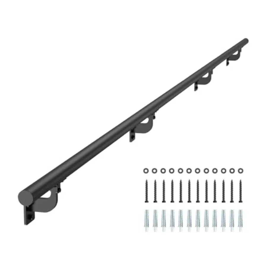 

Wall Mounted Stair Handrail, Pipe Staircase Handrail, Black Galvanized, 1.26 inch Pipe Diameter, IndoorandOutdoor Staircase Rai