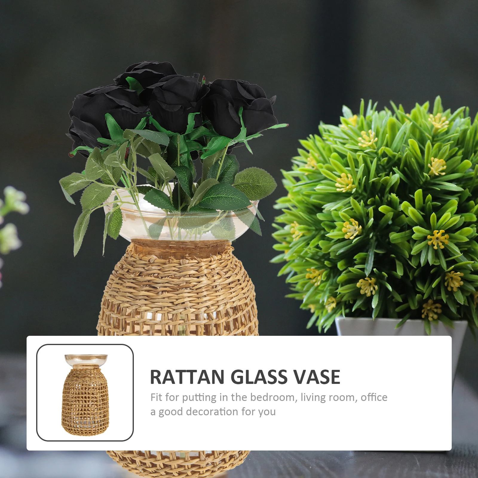 

Creative Glass Ornament Decorative Desktop Vase Premium Material Anti Skid Bottom Bedroom Living Room Office Decoration Gift