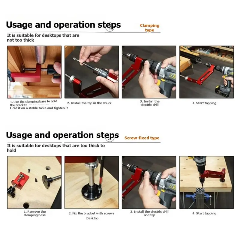 LICE-CNC Aluminum Alloy Profile Hand Drill Tapping Bracket DIY Tool