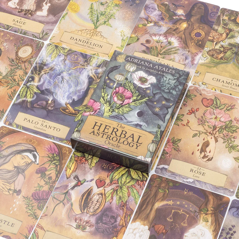 2024 New Tarot Deck 55 Cards The Herbal Astrology Oracle Cards Deck For Family Party Game 10.4*7.4Cm