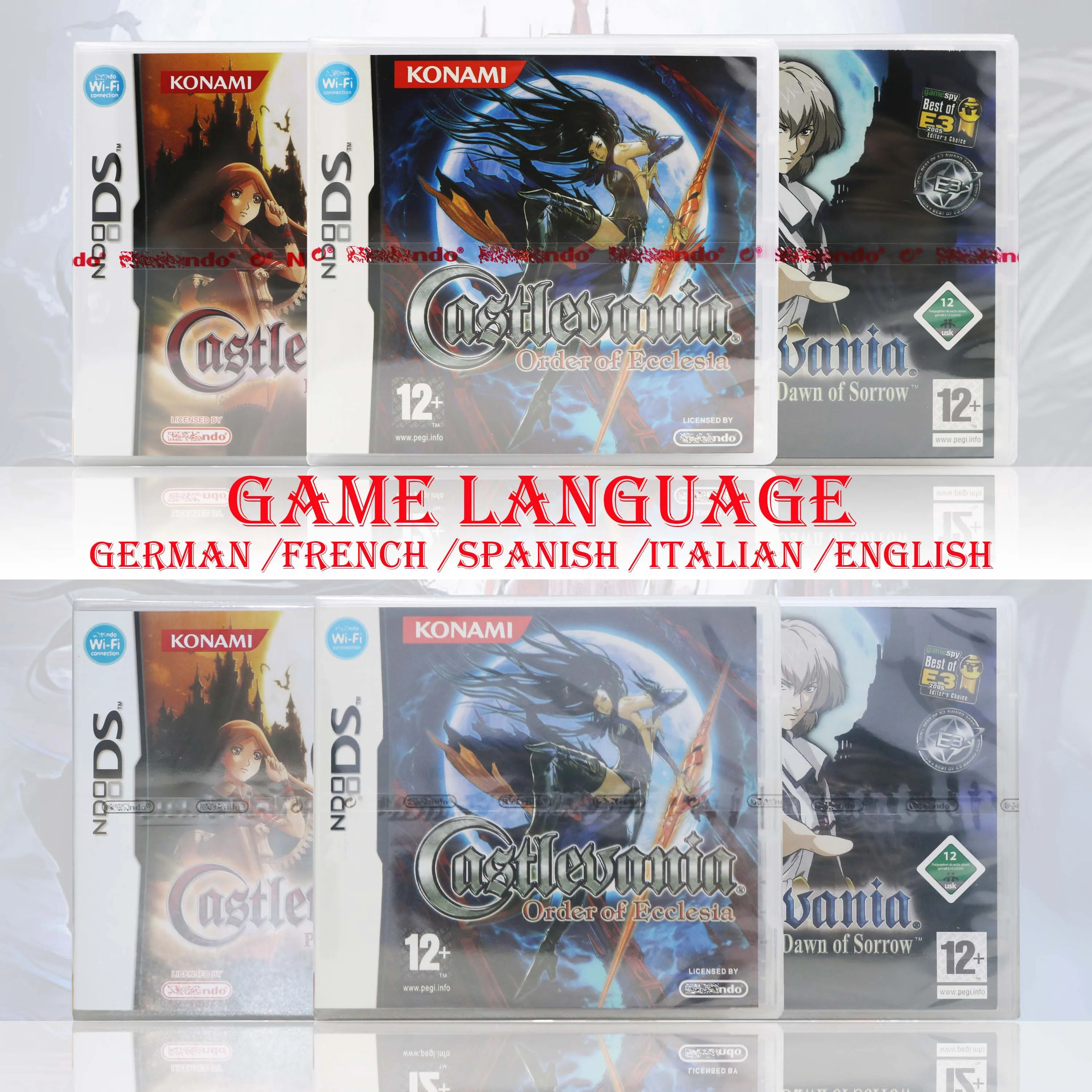 Castlevania Order Of Ecclesia/Portrait Of Ruin/Dawn Of Sorrow New Sealed Package DS Video Game Card Seal With Box and Manuals