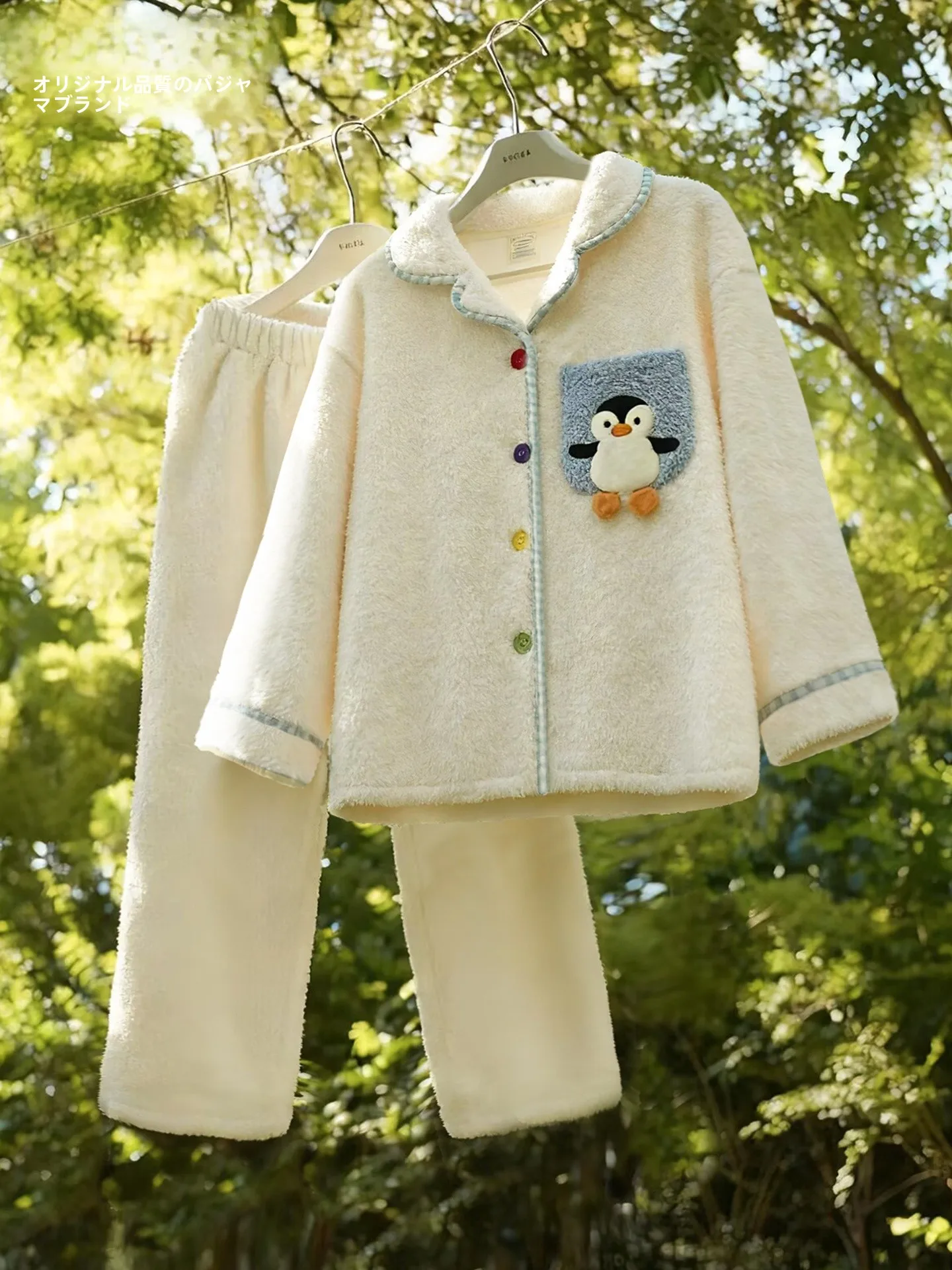 pinksea-corail-fce-pyjamas-femmes-thiened-maison-vetements-hiver-nouveau-mignon-dessin-anime-vetements-d'exterieur-ensemble-longue-sve-bouton-fermeture