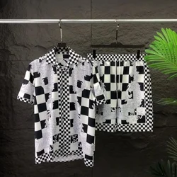 2024 Spring New European and American Trend Cross border Foreign Trade Fashion Youth Casual Beach Shirt Shorts Set