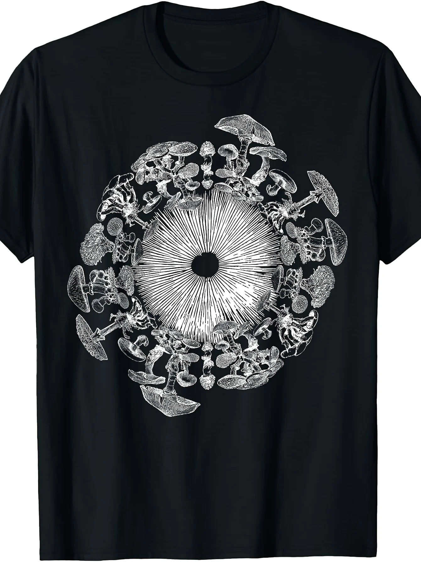 Vintage Mycology T-Shirt - Spore Print and Fungus Pattern, Suitable for Collecting, Gifting to Mycologists, Everyday Casual Wear, Machine Washable - Designed for Outdoor Enthusiasts and Amateur Mycology Researchers