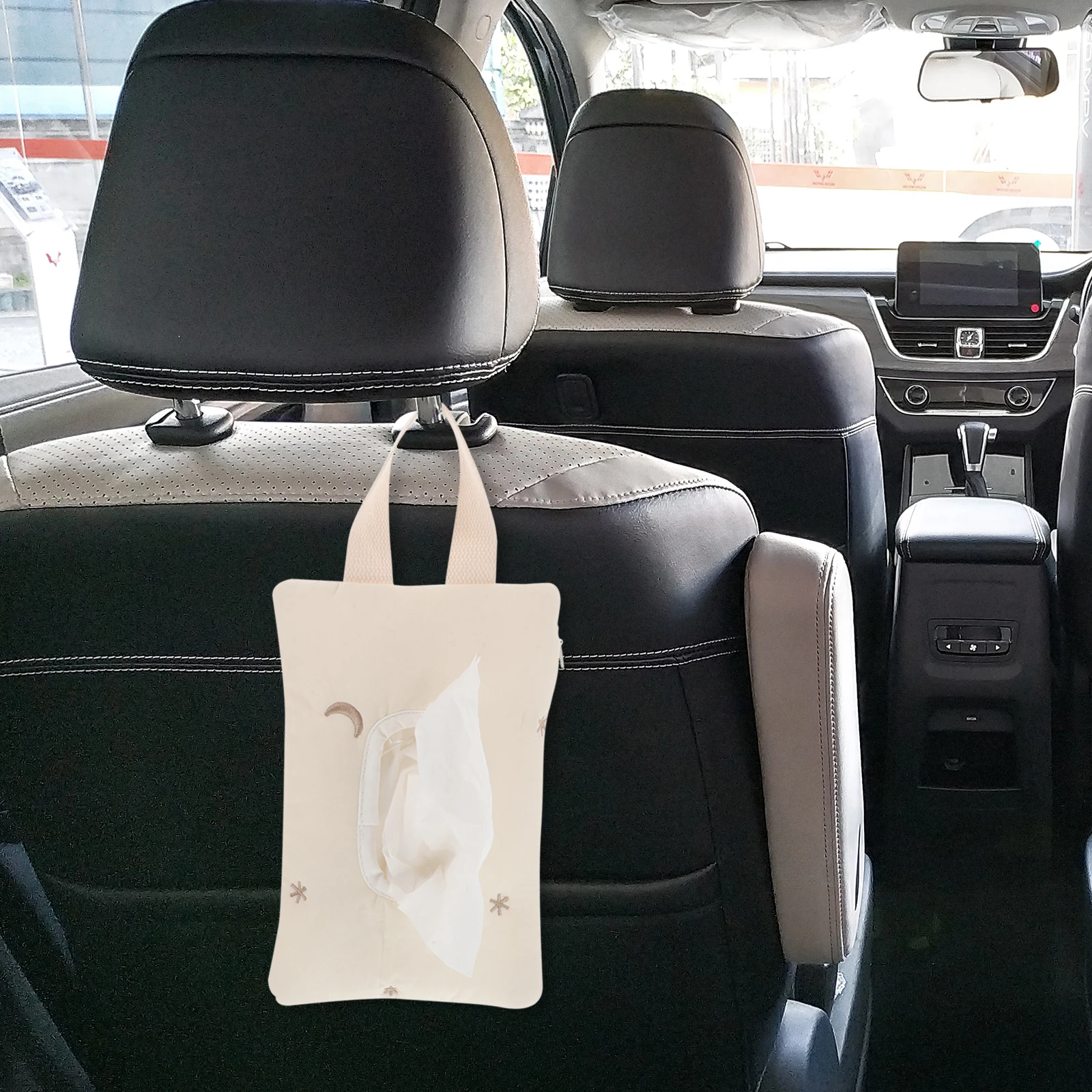 

Car Tissue Box Portable Cute Holder Star Moon Design Easy Extraction Tissue Bag Organizer Storage Mini Hanging Back Seat Vehicle