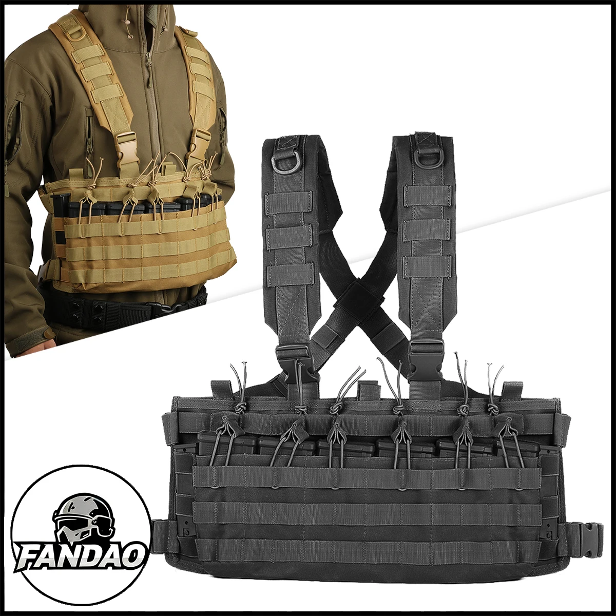 軍用タクティカルベスト AK M4 AR マガジンポーチ付き クイックリリース ハンティングベスト 調節可能な MOLLE チェストリグ CS エアガン訓練用