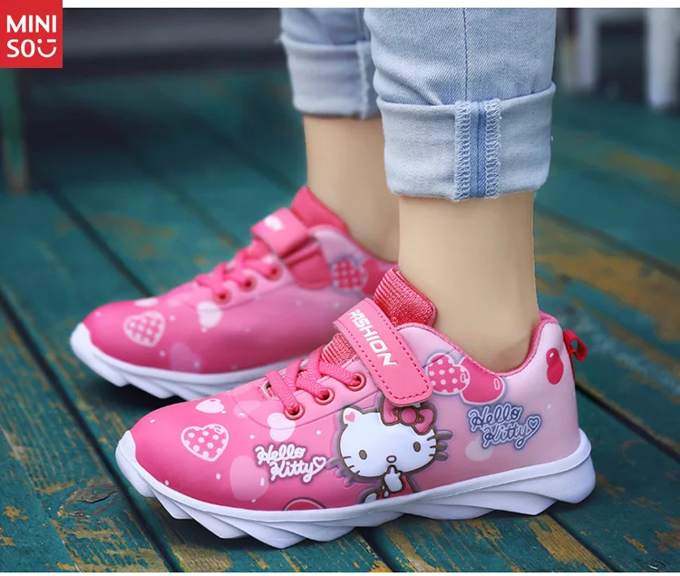Miniso crianças dos desenhos animados tênis para a primavera outono, meninas sapatos esportivos para a escola primária crianças indoor ao ar livre correndo