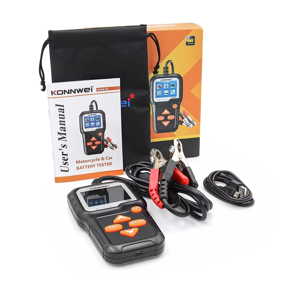 KONNWEI KW650 Car Battery Tester KW218 6V 12V Motorcycle Auto Analyzer 100-2000CCA Car Moto Cranking Charging Test Tool PK KW510