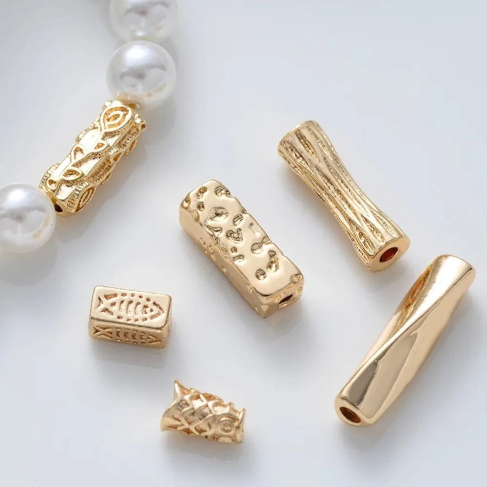النحاس حبة 14K الذهب اللون أنبوب مربع صغير الخصر كوي حبة فاصل أنبوب حبة مطرز اليدوية DIY بها بنفسك مجوهرات اكسسوارات