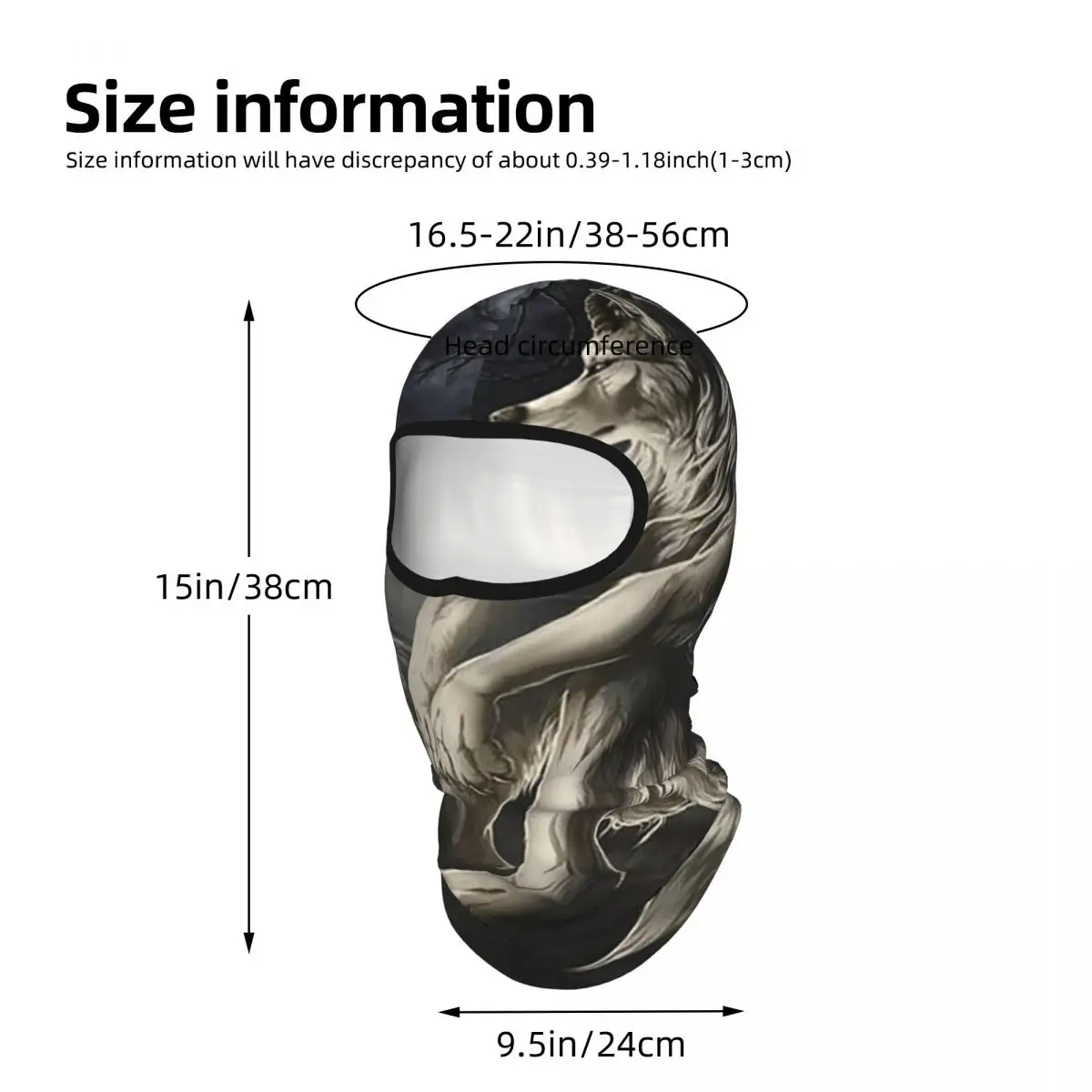 Emo White Wolf Sitting Sad Meme Breathable Balaclava Full Face Mask Sun Protection Neck Gaiter For Motorcycle Fishing Outdoor - view 3