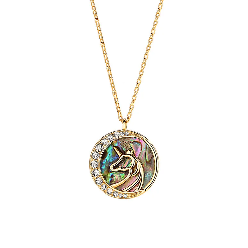 

Original design S925 sterling silver necklace popular personality female Korean fashion abalone shell unicorn necklace