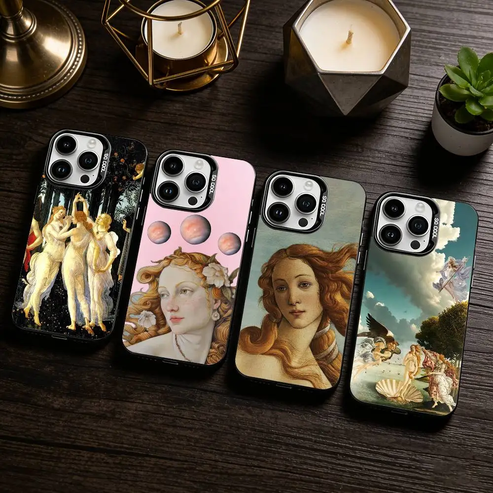 

S-Sandro Botticelli Renaissance Phone Case For iPhone 17,16,15,14,13,12,11 Plus,Pro Max,XS,Colored silver phone case