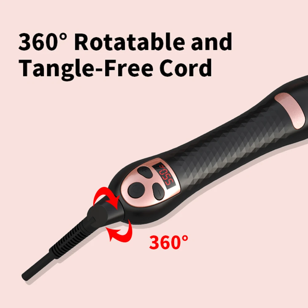 Dual Voltage Hair Curler 5 in 1 Curling Iron Set Thermal Straightening Brush Interchangeable Barrels Ceramic Curling Wand - Image 4