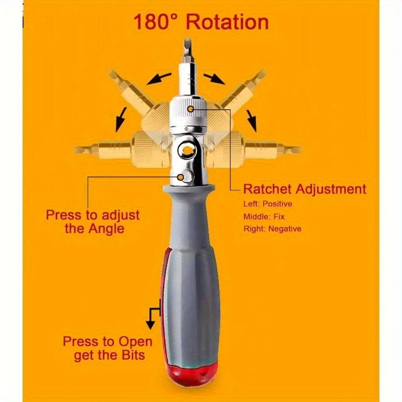 

1 Set Ratchet Screwdriver Set Multi-angle 10-in-1 Screwdriver with Magnetic Drill Head Maintenance Tool