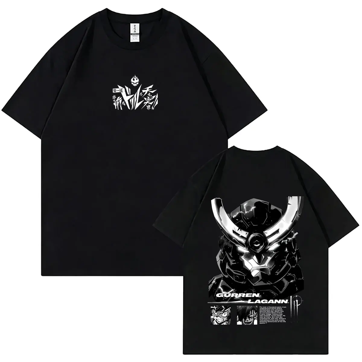 Anime Tengen Toppa Gurren Lagann Kamina Simon Print T-shirt Men Women Manga Casual Oversized T Shirts Male Fashion Vintage Tees