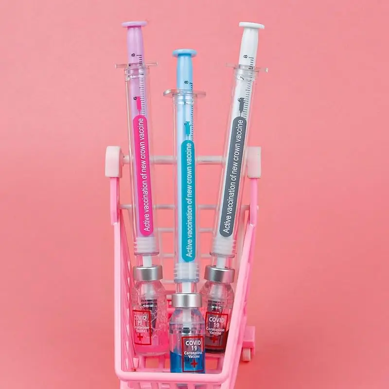 6Pcs Cute Kawaii Novelty Nurse Needle Syringe Shaped Highlighter Marker Marker Pen Stationery School Supplies
