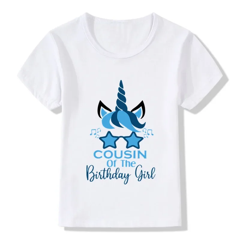 Birthday Party Family Look Matching Clothes Unicorn Theme Birthday Girl T-shirt Present Kids Clothing Father Mother Daughter Son