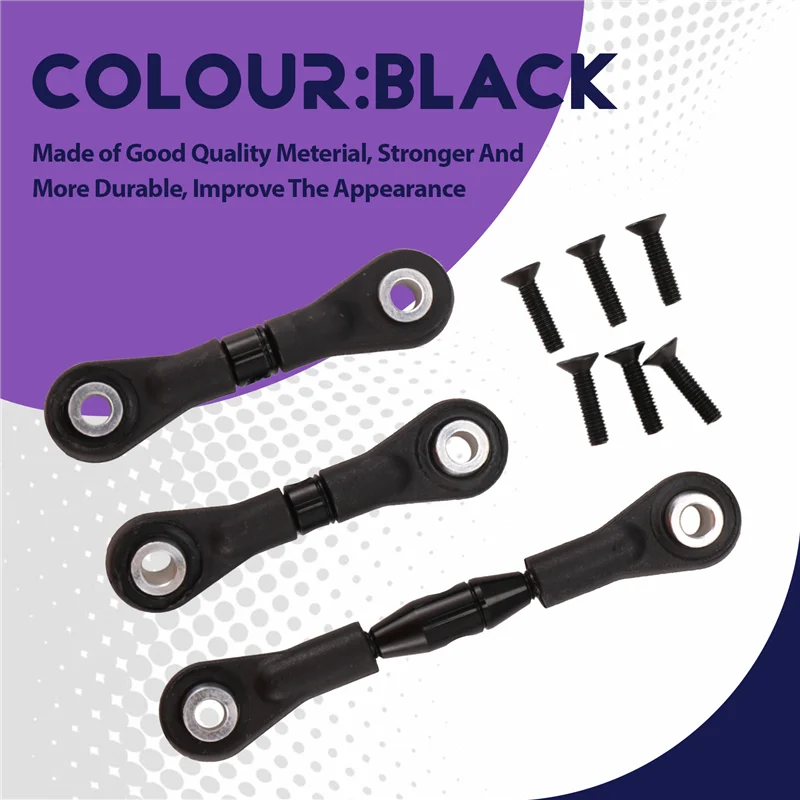 3 ชิ้นโลหะพวงมาลัย Link Rod Tie Rod สําหรับ Tamiya TT-01 TT01 1/10 RC รถอะไหล่อัพเกรดอุปกรณ์เสริม
