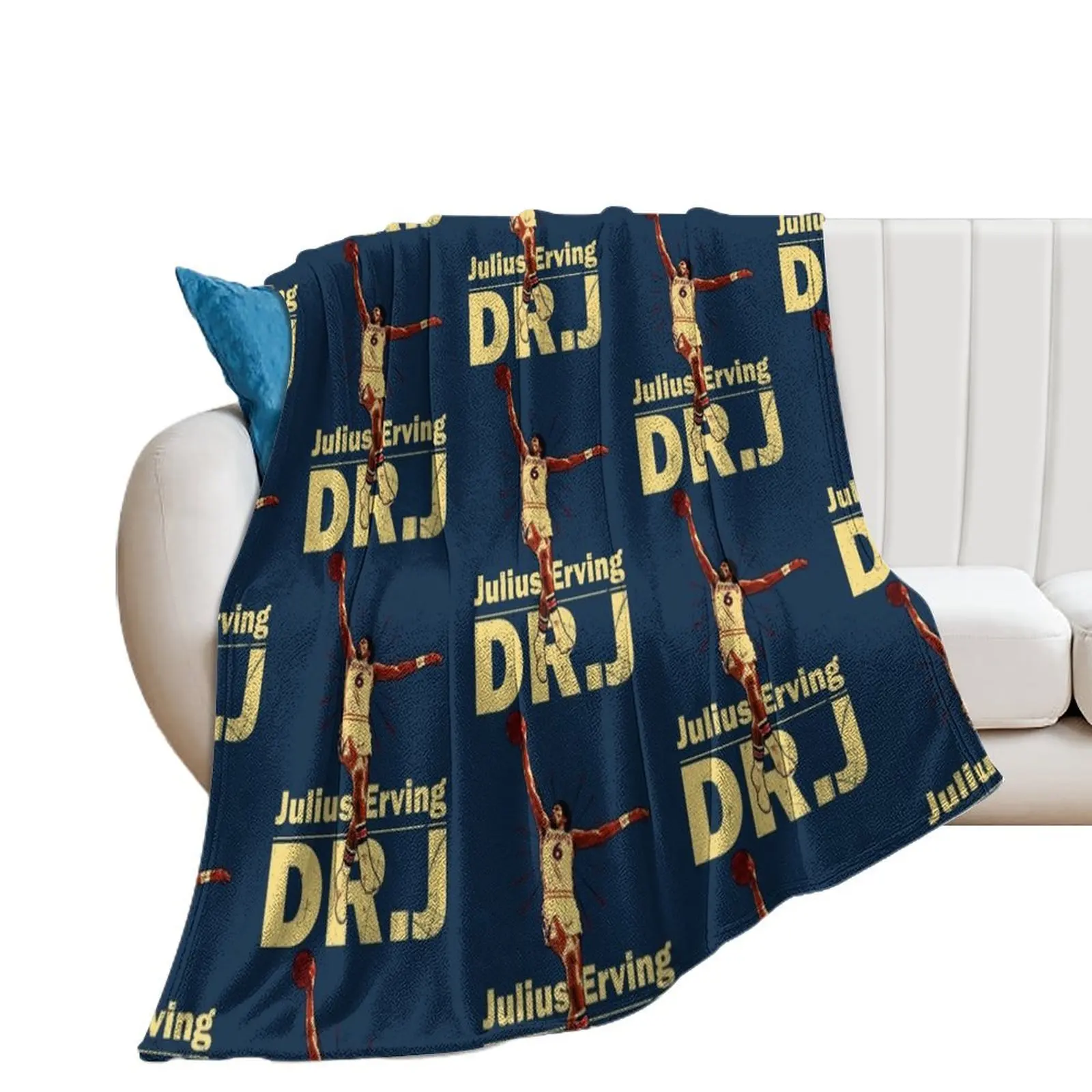 

Dr.J Julius Erving - Old School Dunk D Throw Blanket Heavy Luxury Designer Blankets