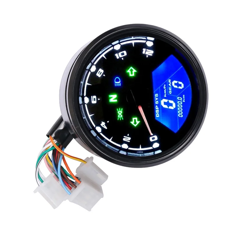 A44F-Motorcycle Universal LCD Digital Tachometer Speedometer Odometer Waterproof Gauge For Cafe Racer 2 - 4 Cylinders