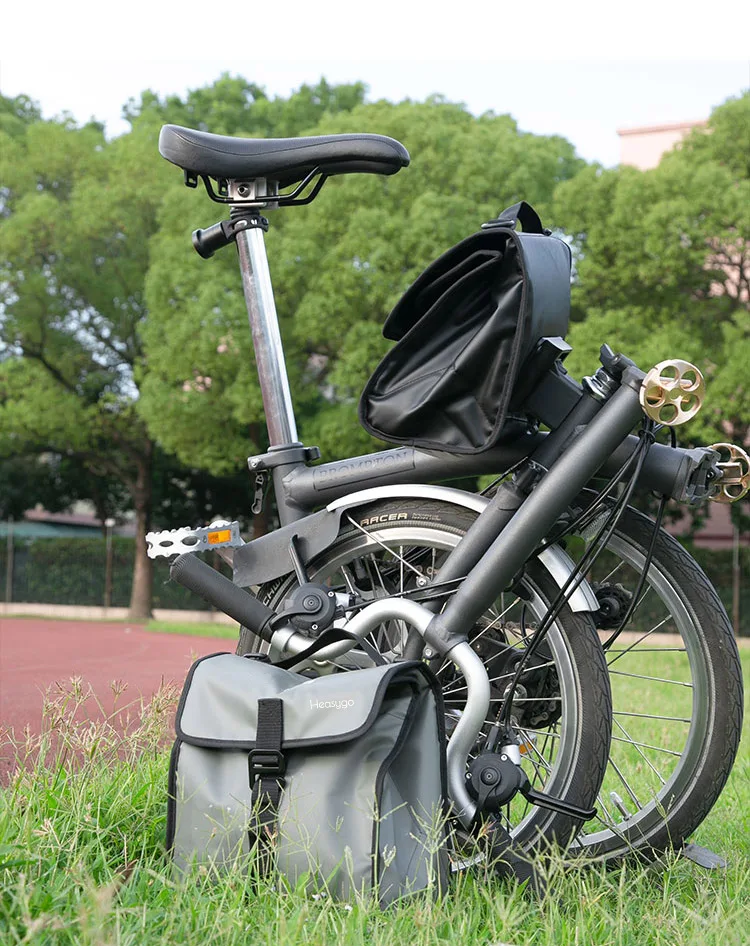 Heasygo 2505 Fahrrad-Lenkertasche mit Schnellverschluss für Brompton Vorderrohrkorb, Isoliertasche, Rahmenmontage mit Schweinenasenverschluss – Detail 3