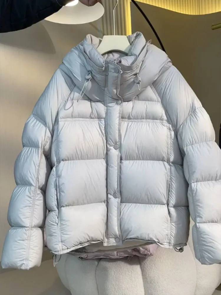 

Unique ey ort Hooded Women's down Jaet Korean Sle Winter Thi Outerwear Commute Faion Straight Cut White Du down