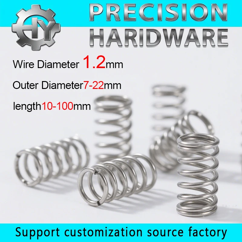

Custom 304SUS Compression Springs (1.2mm Wire, 7-22mm OD) – Corrosion-Proof, Suitable for Dairy Machinery, Adjustable Parameter