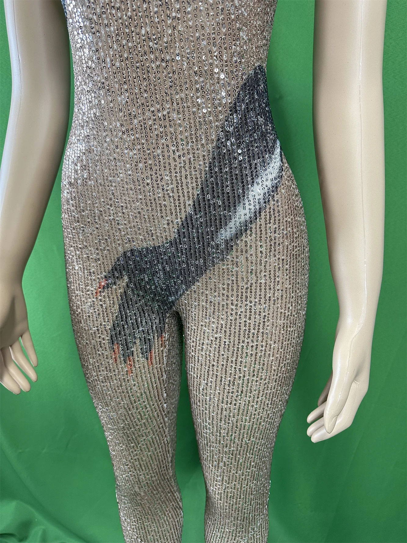 Sequins Jumpsuit For Women Sparkly Party Drag Queen Outfit Sleeveless Backless Pole Dancer Romper Nightclub Stage Wear