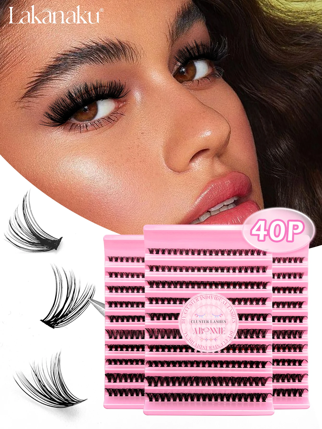 

Abonnie Individual Lashes DIY Eyelash Extension 8-16mm 200Pcs Cluster Lashes Natural Mixed Tray Volume Lash Clusters Eyelashes