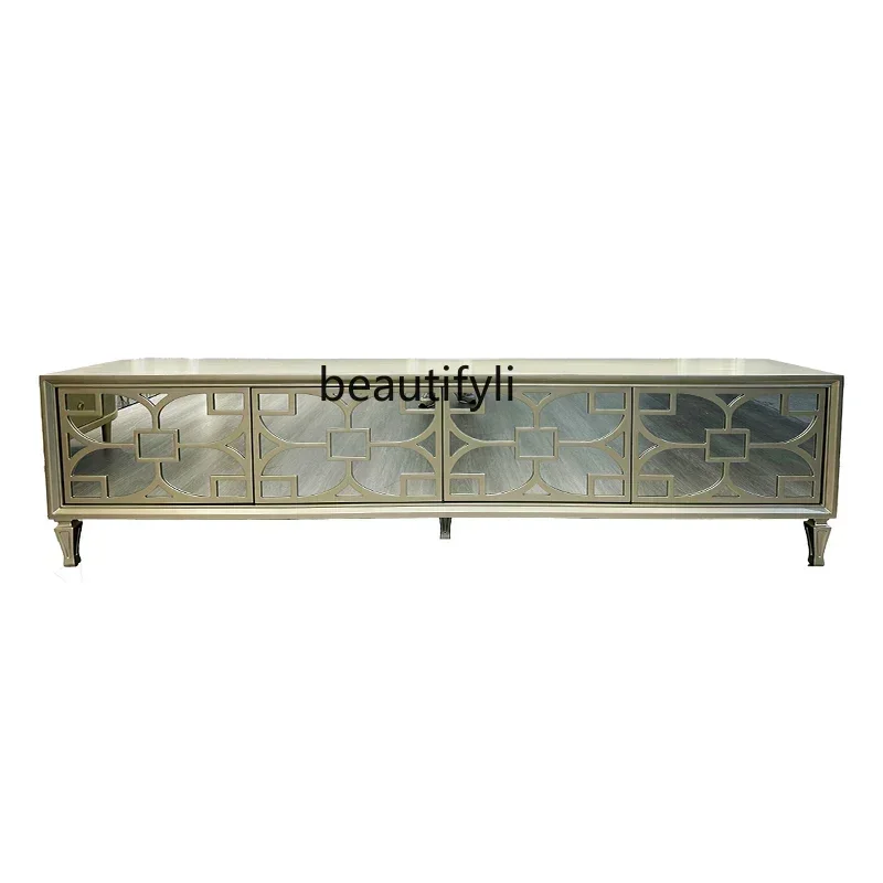 

French light luxury TV cabinet modern small apartment simple living room solid wood cabinet American video cabinet