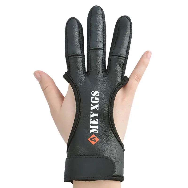 3 Finger Archery Shooting Glove, Archery Shooting Glove Adjustable Tightness Fingertip Thickening for Recurve Hunting Bow