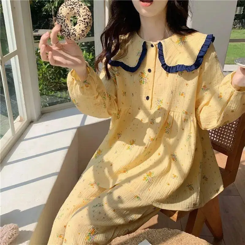 سراويل طويلة حلوة وفضفاضة بأكمام طويلة للفتيات طقم ملابس منزلية بيجامة ملابس منزلية عصرية قبعة بيجامات مدمجة Pjs امرأة شتاء دافئ