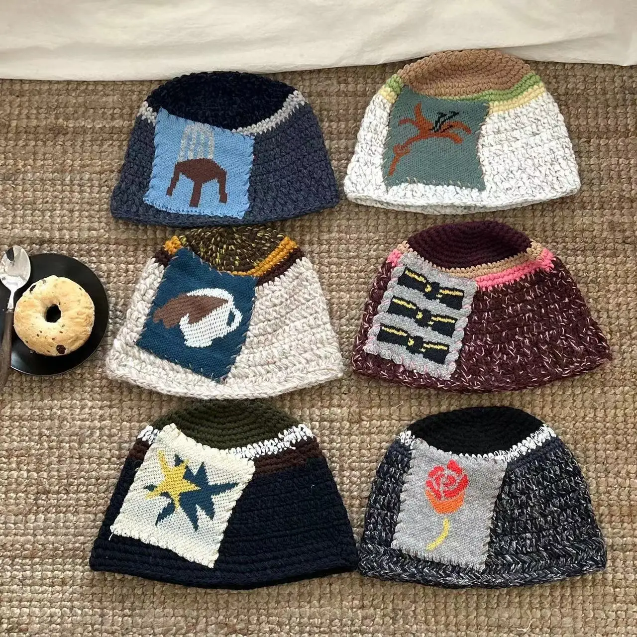 

Ladies' Bucket Korean Kawaii Harajuku Simple Versatile Sweet Bucket Hats Warm Comfortable Soft High Quality Knitted Cap For Girl