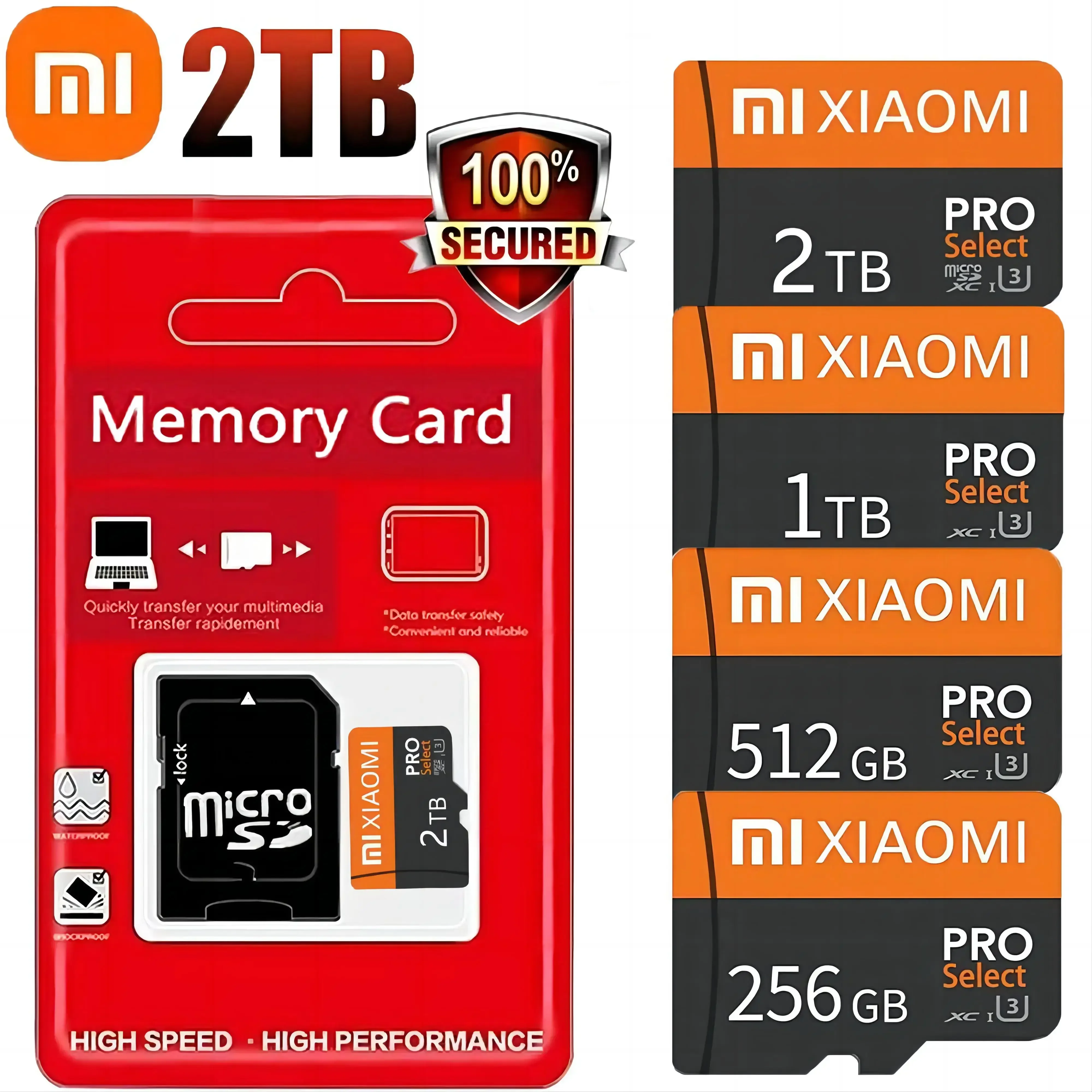 Xiaomi High Speed Mini SD Memory Card 2TB 1TB Class 10 Micro TF Flash Usb Pen Drive Card 1TB 512GB 256TB 128TB for Smartphone