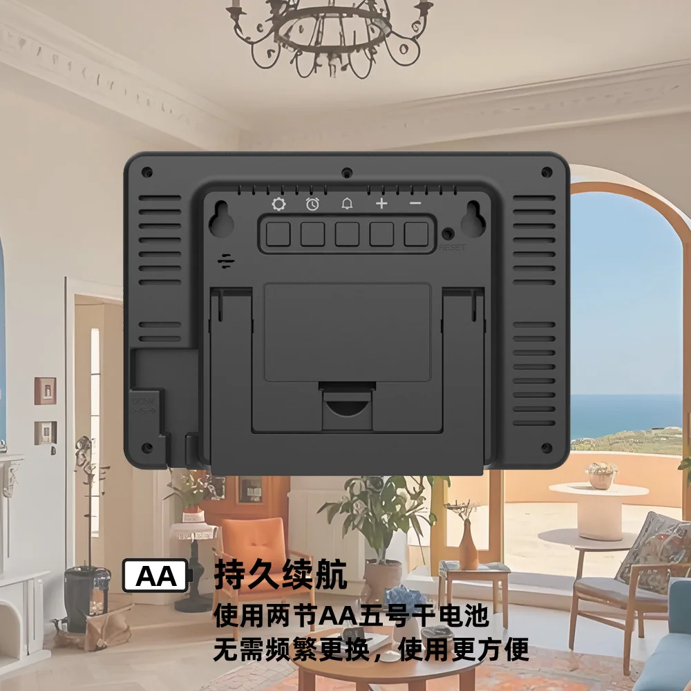 Wall Desktop Digital Calendar Dual Alarm Clock 5.9 Inch Large Screen Indoor Temperature Humidity Year Week Time Display Decor