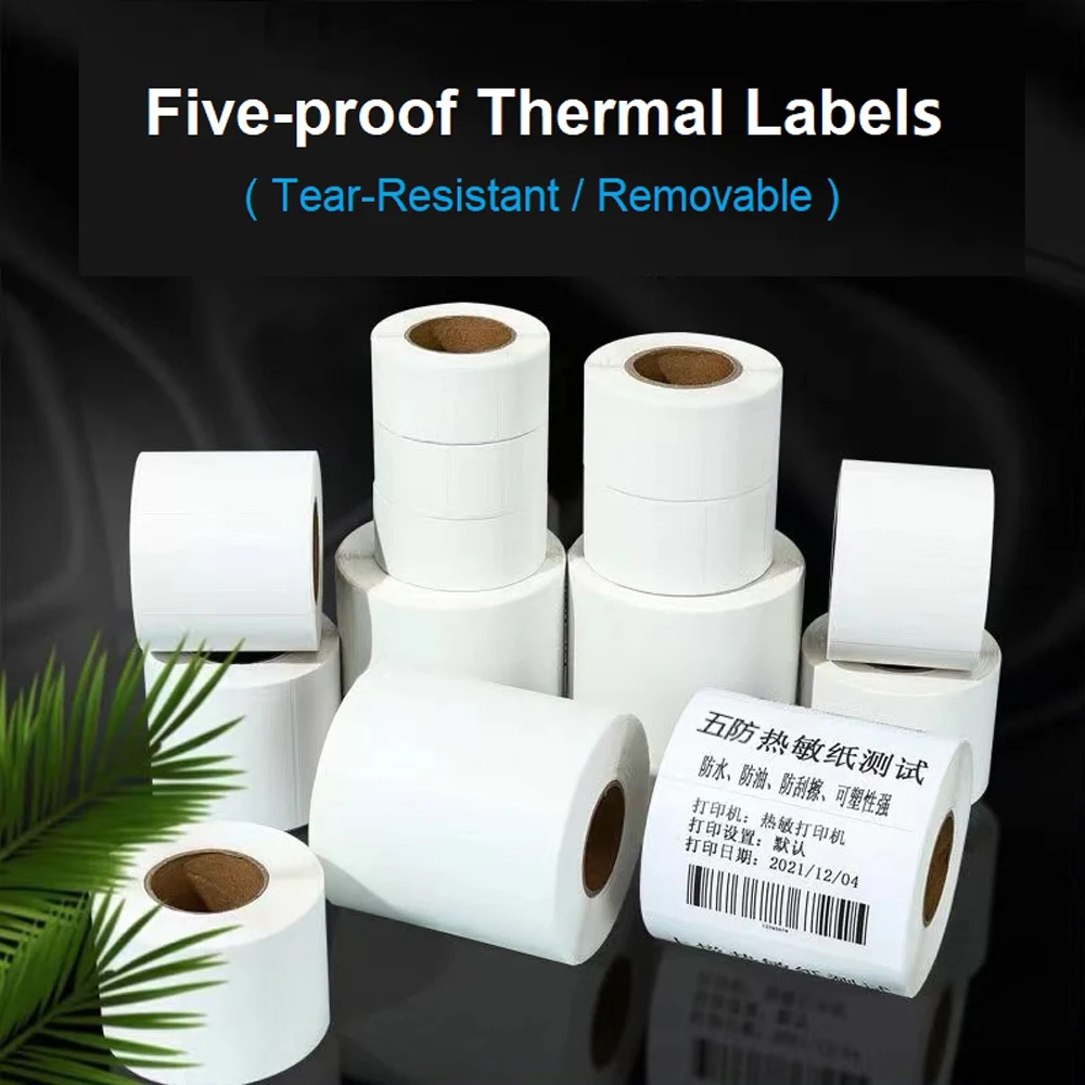 Removable Thermal Label Printing Paper 20-100mm Furniture/Glass/Ceramic/Lighting/Metal Five-proof Self-adhesive Barcode Stickers
