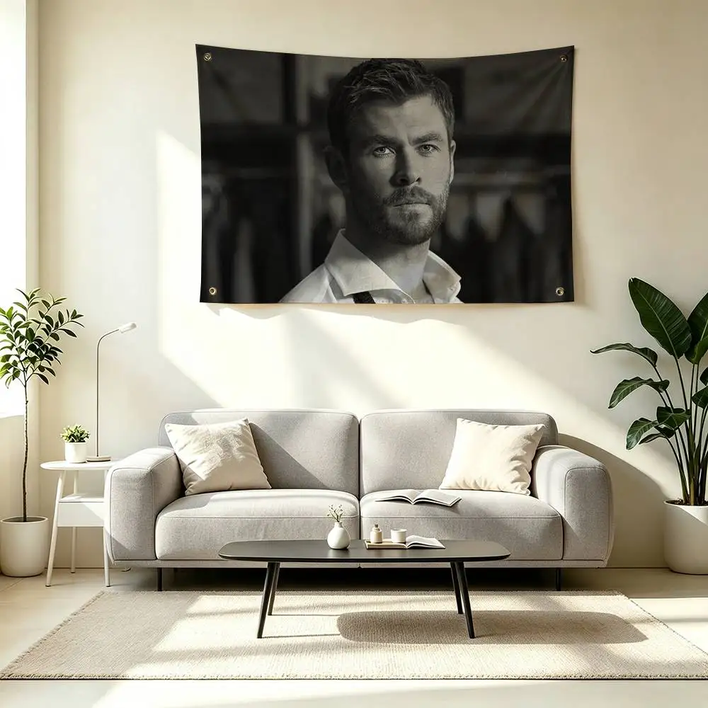 C-Chris Hemsworth Movie Star  Flags Wall Hanging Tapestry Outdoor Garage Room Decorative flag Background Blanket