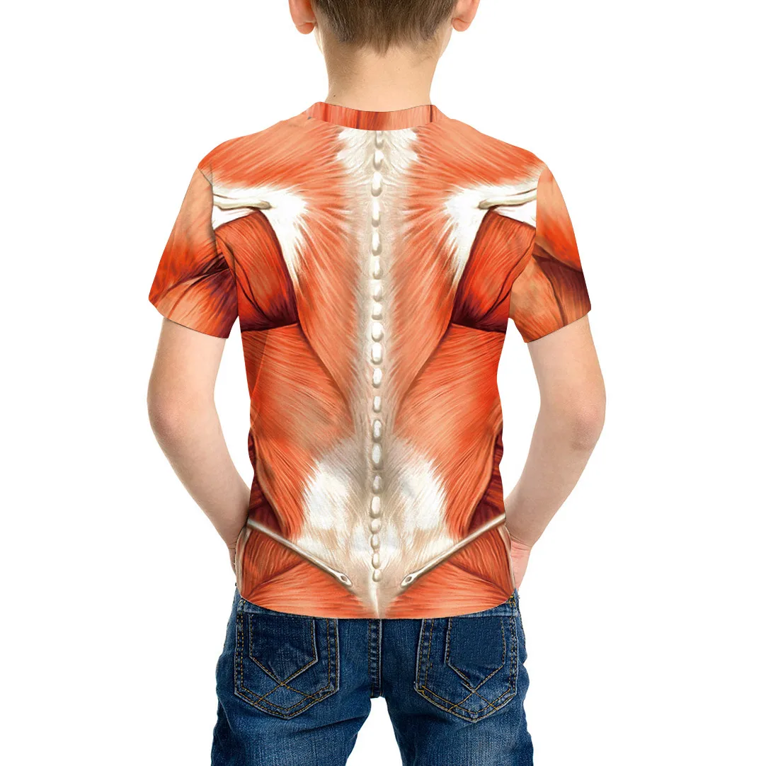 Camiseta con estampado de hombre musculoso para niños y niñas, traje para fiesta de Halloween, Tops de manga corta, ropa divertida para niños