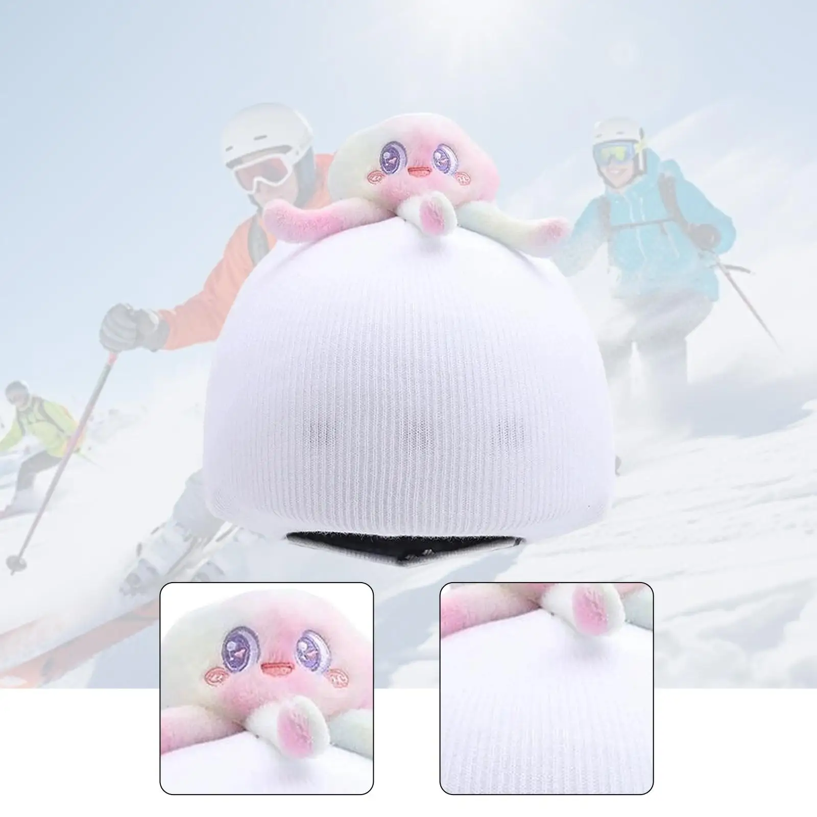 Capa de capacete de esqui dos desenhos animados novidade engraçada com decoração de polvo acessório de esportes de inverno, capa de capacete de snowboard para trilho de parque de inverno