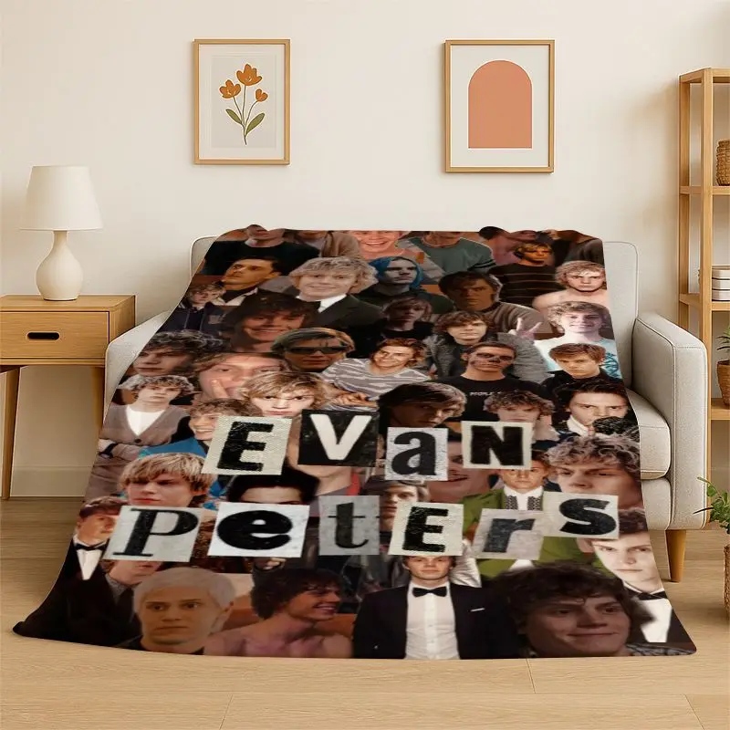 3D Evan Peters star Flannel Blanket Soft Warm Throw Blanket for Bedroom Living Room Bed Travel Camping Picnic Gift