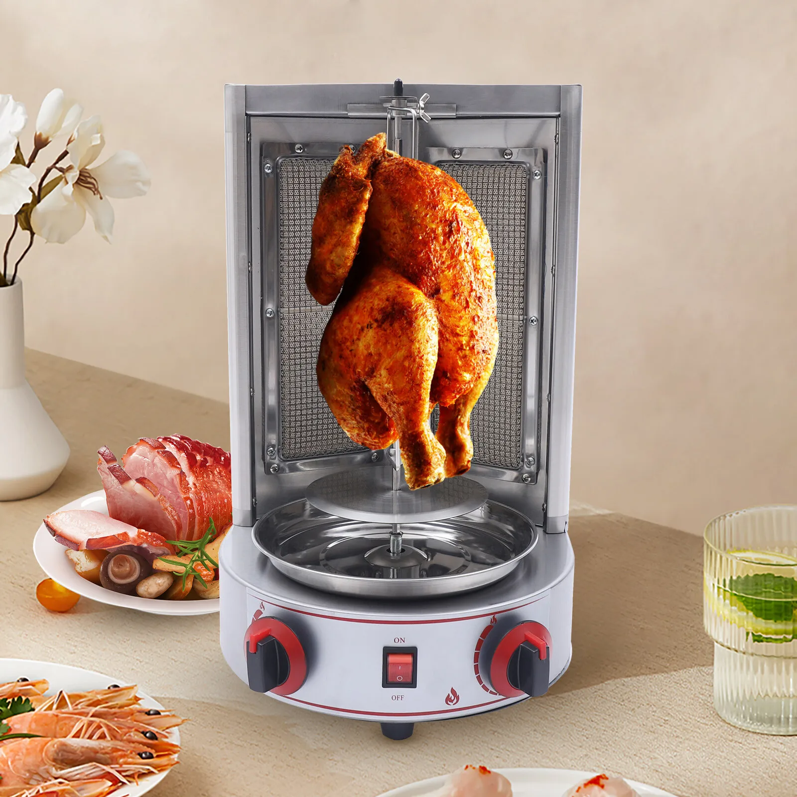 Máquina Shawarma comercial de parrilla de gas vertical, máquina de parrilla giroscópica de Doner Kebab