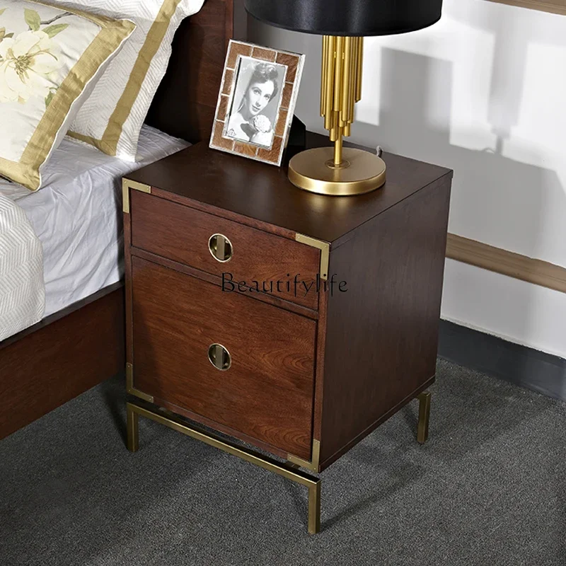 

ld14 American bedside table Modern light luxury living room Bedroom solid wood storage cabinet
