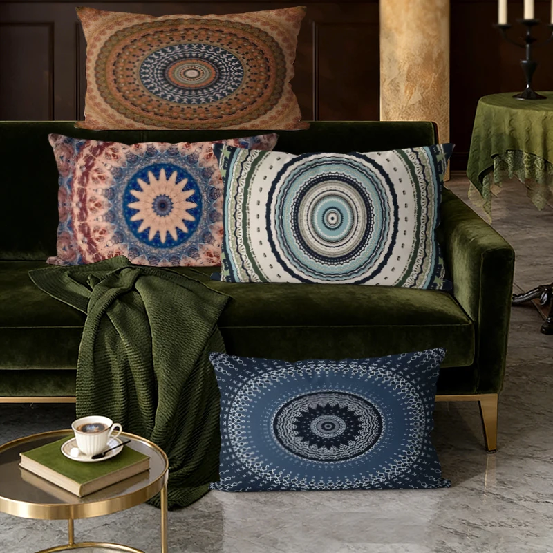 Bohemian Mandatail Lendenkissenbezüge, geeignet für Sofa, Schlafzimmer, Auto, Kissenbezug, rechteckiges Rückenkissen