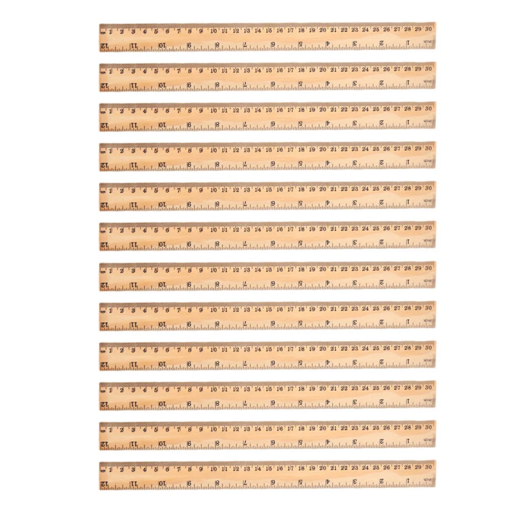 목재 눈금자 학교 액세서리, 다기능 학생 편리한 가정용 휴대용 스트레이트, 12 개