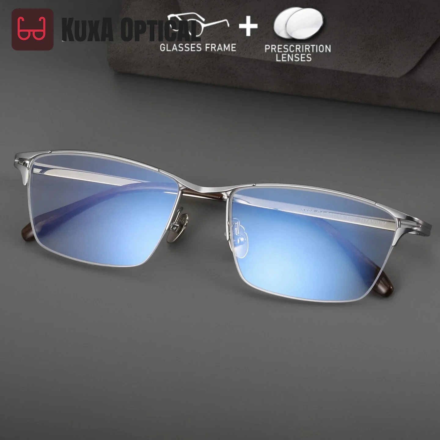 Pure Titanium Lenses Myopia Hyperopia Progressive Glasses Men Half Eyewear HD Prescription UV Optical Eyeglasses Anti Blue light