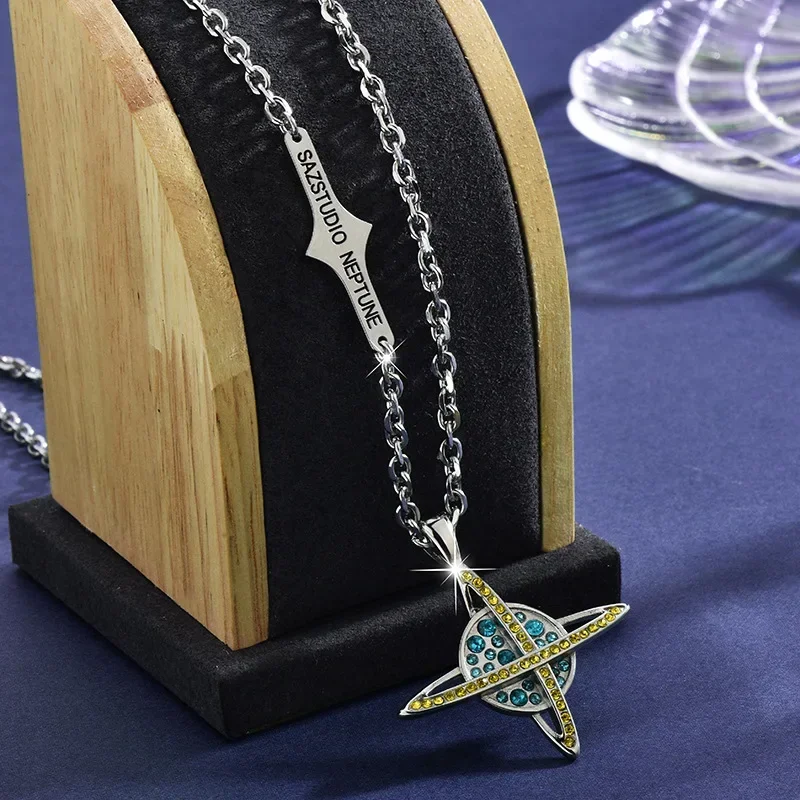 

2025 Brand-new diamond-encrusted planetary universe long necklace for men and women, fashionable cosmic star sweater chain
